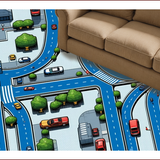 Ultra Soft Area Rug, Non Slip, Stain Resistant, Washable Area Rugs for Living Room, Bedroom, Blue City Map Non Slip Toddler Playroom Rug(Blue)