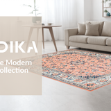 Ultra Soft Area Rug, Non Slip, Stain Resistant, Washable Area Rugs for Living Room, Bedroom, Transitional Striped Peach Aesthetic(Pink)