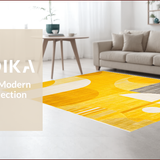 Ultra Soft Area Rug, Non Slip, Stain Resistant, Washable Area Rugs for Living Room, Bedroom, Contemporary Circles Yellow Aesthetic(Yellow)