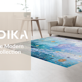 Ultra Soft Area Rug, Non Slip, Stain Resistant, Washable Area Rugs for Living Room, Bedroom, Seaside Fantasy Rug with Whimsical Jellyfish and Oceanic Pebble Motifs(Blue)