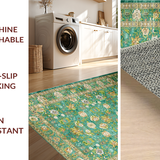 Ultra Soft Area Rug, Non Slip, Stain Resistant, Washable Area Rugs for Living Room, Bedroom, Faded Floral Rustic Charm(Blue)
