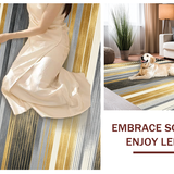 Ultra Soft Area Rug, Non Slip, Stain Resistant, Washable Area Rugs for Living Room, Bedroom, Artistic Textured Linear Design(Gold)