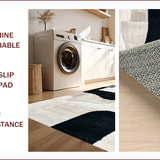 Ultra Soft Area Rug, Non Slip, Stain Resistant, Washable Area Rugs for Living Room, Bedroom, Neutral Ivory Black Carpet for Minimalist High Traffic Spaces(Black)