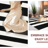 Ultra Soft Area Rug, Non Slip, Stain Resistant, Washable Area Rugs for Living Room, Bedroom, Striped Modern Rug(Black)