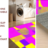 Ultra Soft Area Rug, Non Slip, Stain Resistant, Washable Area Rugs for Living Room, Bedroom, Funky Eighties Inspired Abstract Design(Yellow)