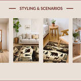Ultra Soft Area Rug, Non Slip, Stain Resistant, Washable Area Rugs for Living Room, Bedroom, Rustic Earthy Animal Motifs(Beige)