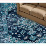 Ultra Soft Area Rug, Non Slip, Stain Resistant, Washable Area Rugs for Living Room, Bedroom, Sophisticated Coastal Abstract Motif(Blue)