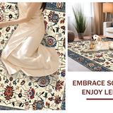 Ultra Soft Area Rug, Non Slip, Stain Resistant, Washable Area Rugs for Living Room, Bedroom, Chic Earthy Floral Motif(Beige)