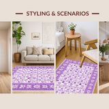 Ultra Soft Area Rug, Non Slip, Stain Resistant, Washable Area Rugs for Living Room, Bedroom, Chic Abstract Floral Harmony(Purple)