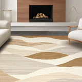 Ultra Soft Area Rug, Non Slip, Stain Resistant, Washable Area Rugs for Living Room, Bedroom, Whimsical Scalloped Neutral Tones(Beige)