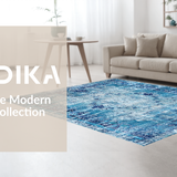Ultra Soft Area Rug, Non Slip, Stain Resistant, Washable Area Rugs for Living Room, Bedroom, Cobalt Whisper Carpet, Aegean Tint, Distressed Block Print(Blue)
