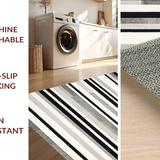 Ultra Soft Area Rug, Non Slip, Stain Resistant, Washable Area Rugs for Living Room, Bedroom, Contemporary Black and White Horizontal Striped Area Rug for Trendy Homes(Black)