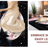 Ultra Soft Area Rug, Non Slip, Stain Resistant, Washable Area Rugs for Living Room, Bedroom, Celestial Floral Abstract Composition(Pink)