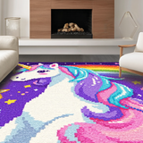Ultra Soft Area Rug, Non Slip, Stain Resistant, Washable Area Rugs for Living Room, Bedroom, Sparkling Magical Unicorn Landscape(White)