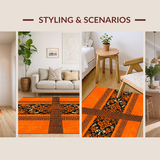 Ultra Soft Area Rug, Non Slip, Stain Resistant, Washable Area Rugs for Living Room, Bedroom, Bold Contemporary Textile Art(Orange)