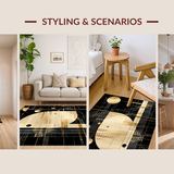 Ultra Soft Area Rug, Non Slip, Stain Resistant, Washable Area Rugs for Living Room, Bedroom, Contemporary Dynamic Artful Shapes(Gold)