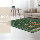Ultra Soft Area Rug, Non Slip, Stain Resistant, Washable Area Rugs for Living Room, Bedroom, Whimsical Green Floral Fusion(Green)
