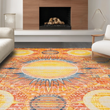 Ultra Soft Area Rug, Non Slip, Stain Resistant, Washable Area Rugs for Living Room, Bedroom, Eclectic Earthy Sunburst Aesthetic(Orange)