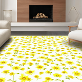 Ultra Soft Area Rug, Non Slip, Stain Resistant, Washable Area Rugs for Living Room, Bedroom, Contemporary Grey Blossom Design(Yellow)