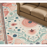 Ultra Soft Area Rug, Non Slip, Stain Resistant, Washable Area Rugs for Living Room, Bedroom, Coral Reef Nautical Elegance(Ivory)