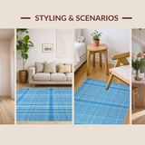 Ultra Soft Area Rug, Non Slip, Stain Resistant, Washable Area Rugs for Living Room, Bedroom, Chic Textured Modern Appeal(Blue)