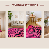 Ultra Soft Area Rug, Non Slip, Stain Resistant, Washable Area Rugs for Living Room, Bedroom, Expressive Pink Animal Motif(Pink)