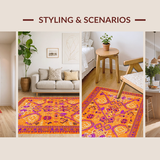 Ultra Soft Area Rug, Non Slip, Stain Resistant, Washable Area Rugs for Living Room, Bedroom, Dynamic Artisan Woven Palette(Orange)