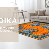 Ultra Soft Area Rug, Non Slip, Stain Resistant, Washable Area Rugs for Living Room, Bedroom, Vibrant Semi-Circle Wildlife Aesthetic(Orange)