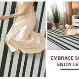 Ultra Soft Area Rug, Non Slip, Stain Resistant, Washable Area Rugs for Living Room, Bedroom, Farmhouse Laundry Room Mat, Black & White Striped Pattern, Flat-Weave Design(Black)