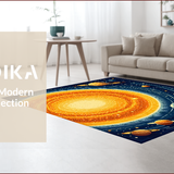 Ultra Soft Area Rug, Non Slip, Stain Resistant, Washable Area Rugs for Living Room, Bedroom, Educational Planet Theme Bedroom Round Carpet(Orange)