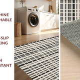 Ultra Soft Area Rug, Non Slip, Stain Resistant, Washable Area Rugs for Living Room, Bedroom, Monochrome Striped Rug, Modern Geometric Design(Gray)