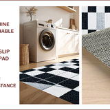 Ultra Soft Area Rug, Non Slip, Stain Resistant, Washable Area Rugs for Living Room, Bedroom, Vintage Checkerboard Living Room Area Rug(Black)