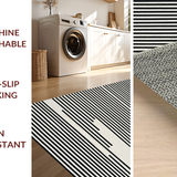 Ultra Soft Area Rug, Non Slip, Stain Resistant, Washable Area Rugs for Living Room, Bedroom, Chic Entryway Rug Featuring Graphic Stripe Motif, Minimalist Linear Art Style(Black)