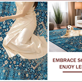 Ultra Soft Area Rug, Non Slip, Stain Resistant, Washable Area Rugs for Living Room, Bedroom, Rustic Vintage Diamond Texture(Blue)