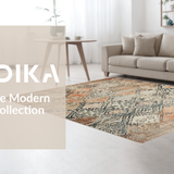 Ultra Soft Area Rug, Non Slip, Stain Resistant, Washable Area Rugs for Living Room, Bedroom, Rustic Diamond Patterned Charm(Orange)
