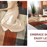 Ultra Soft Area Rug, Non Slip, Stain Resistant, Washable Area Rugs for Living Room, Bedroom, Trendy Neutral Toned Rustic Decor(Orange)