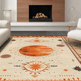 Ultra Soft Area Rug, Non Slip, Stain Resistant, Washable Area Rugs for Living Room, Bedroom, Contemporary Lattice Line Aesthetics(Orange)