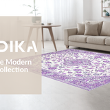 Ultra Soft Area Rug, Non Slip, Stain Resistant, Washable Area Rugs for Living Room, Bedroom, Serene Faded Floral Elements(Purple)