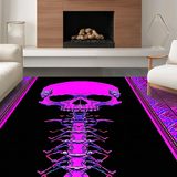 Ultra Soft Area Rug, Non Slip, Stain Resistant, Washable Area Rugs for Living Room, Bedroom, Playful Skeleton Love Theme(Pink)