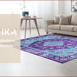 Ultra Soft Area Rug, Non Slip, Stain Resistant, Washable Area Rugs for Living Room, Bedroom, Contemporary Vintage Abstract Elements(Blue)