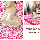 Ultra Soft Area Rug, Non Slip, Stain Resistant, Washable Area Rugs for Living Room, Bedroom, Vibrant Abstract Animal Motif(Pink)