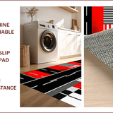 Ultra Soft Area Rug, Non Slip, Stain Resistant, Washable Area Rugs for Living Room, Bedroom, Chic Monochrome Geometric Motif(Red)