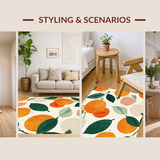 Ultra Soft Area Rug, Non Slip, Stain Resistant, Washable Area Rugs for Living Room, Bedroom, Orange Green White Blush Bright Area Rug Fruit Silhouette Design(Orange)