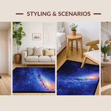 Ultra Soft Area Rug, Non Slip, Stain Resistant, Washable Area Rugs for Living Room, Bedroom, Vivid Nebula Patterned Masterpiece(Blue)