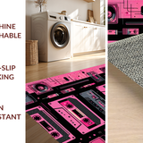 Ultra Soft Area Rug, Non Slip, Stain Resistant, Washable Area Rugs for Living Room, Bedroom, Dynamic Colorful Music Visual(Pink)