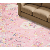 Ultra Soft Area Rug, Non Slip, Stain Resistant, Washable Area Rugs for Living Room, Bedroom, Delicate Pink Tulle Motif(Pink)