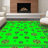 Ultra Soft Area Rug, Non Slip, Stain Resistant, Washable Area Rugs for Living Room, Bedroom, Rustic Multi-Color Clover Motif(Green)