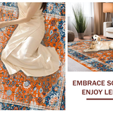 Ultra Soft Area Rug, Non Slip, Stain Resistant, Washable Area Rugs for Living Room, Bedroom, Cozy Abstract Floral Touch(Orange)