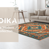 Ultra Soft Area Rug, Non Slip, Stain Resistant, Washable Area Rugs for Living Room, Bedroom, Luxurious Multicolor Geometric Arrangement(Orange)