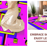 Ultra Soft Area Rug, Non Slip, Stain Resistant, Washable Area Rugs for Living Room, Bedroom, Retro Geometric Arcade Vibes(Pink)